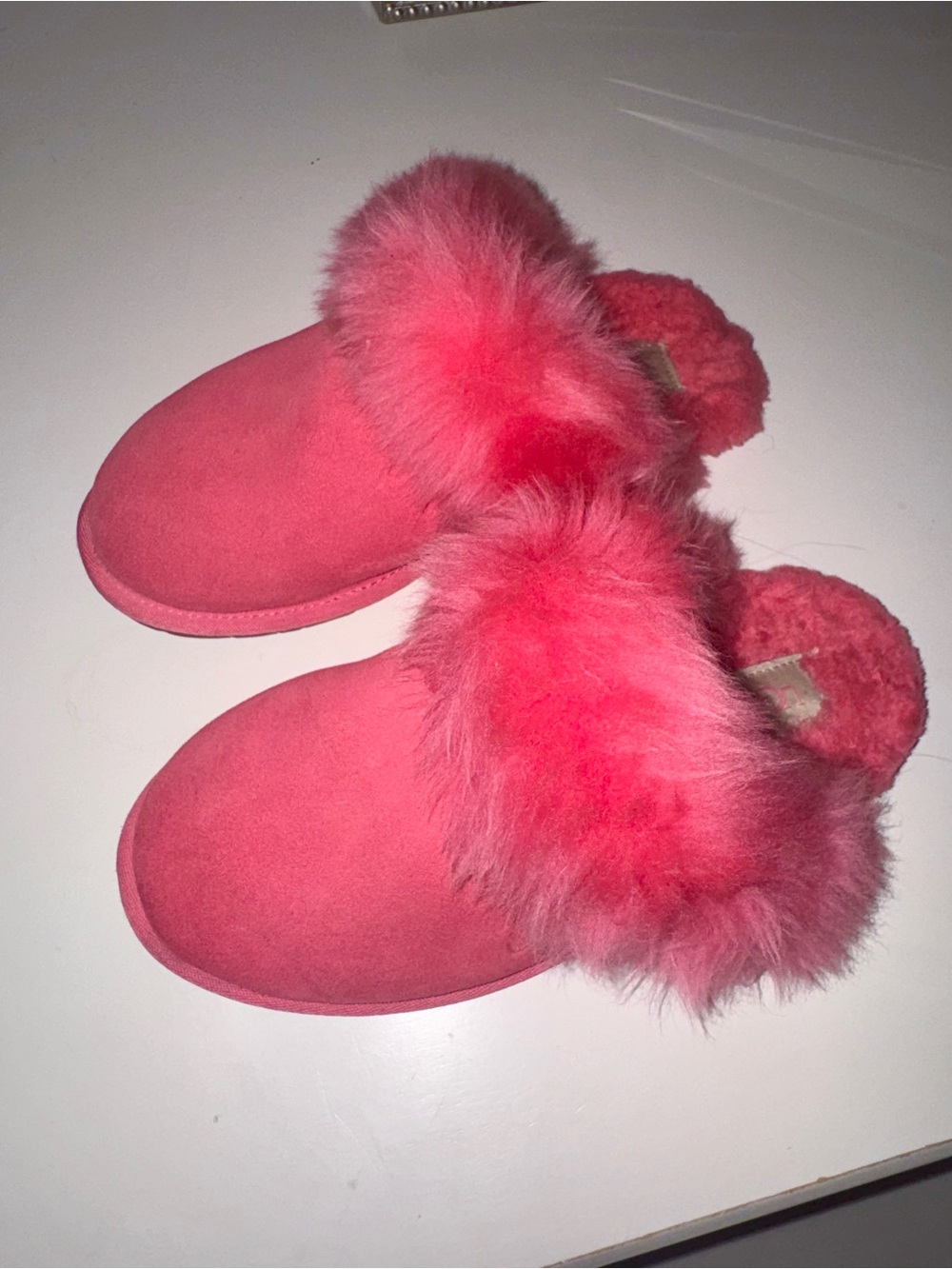 UGG Women's Pink Shearling-Trim Slip-On Slippers